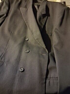 Men's Black Double-Breasted Suit Jacket